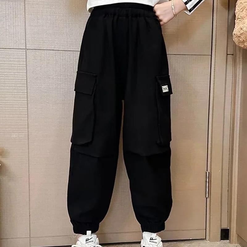 

Свободные повседневные брюки для девочек 2023 года: Спортивные брюки для детей среднего и большого размера на весну/осень 150 cm