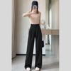 High Waist Pants Women Straight Black Office Trousers Fashion Button Loose Spring Streetwear
