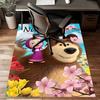 Custom Masha and the Bear Mat Personalized Name, Polyester Washable Indoor Entryway Rug, Gift for Christmas, Easter, Thanksgiving Day