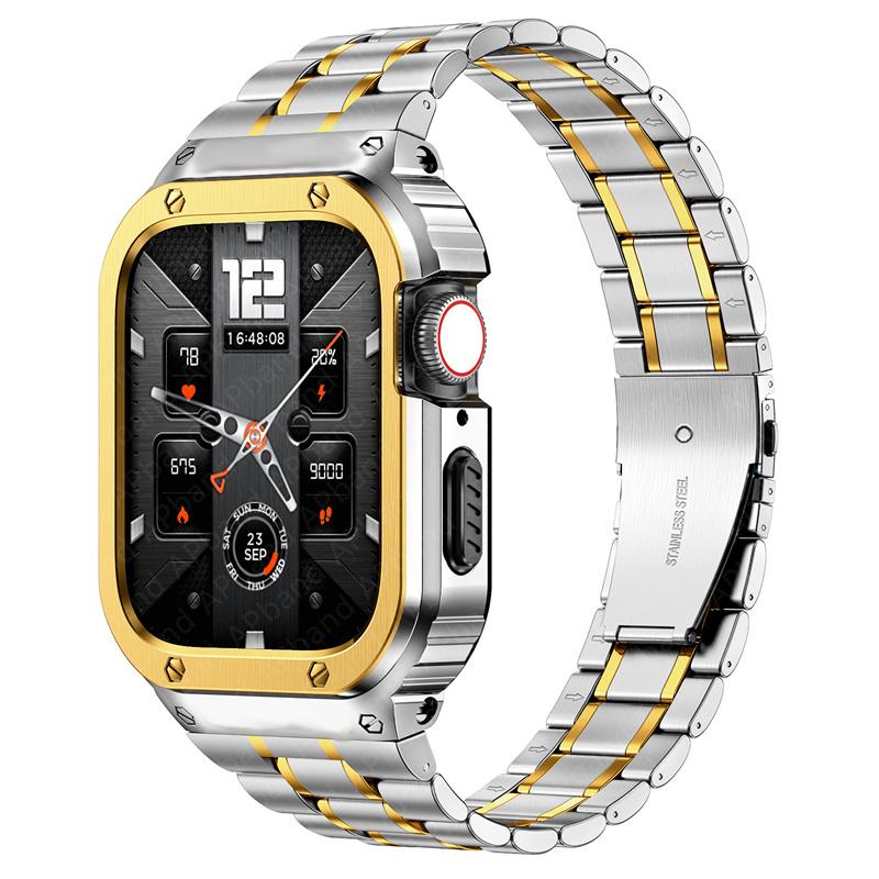 Stainless Steel Case+Strap For Apple Watch Band 44mm 45mm 49mm 40mm Bumper Cover Accessories iwatch Ultra series 8 6 SE 7 Strap