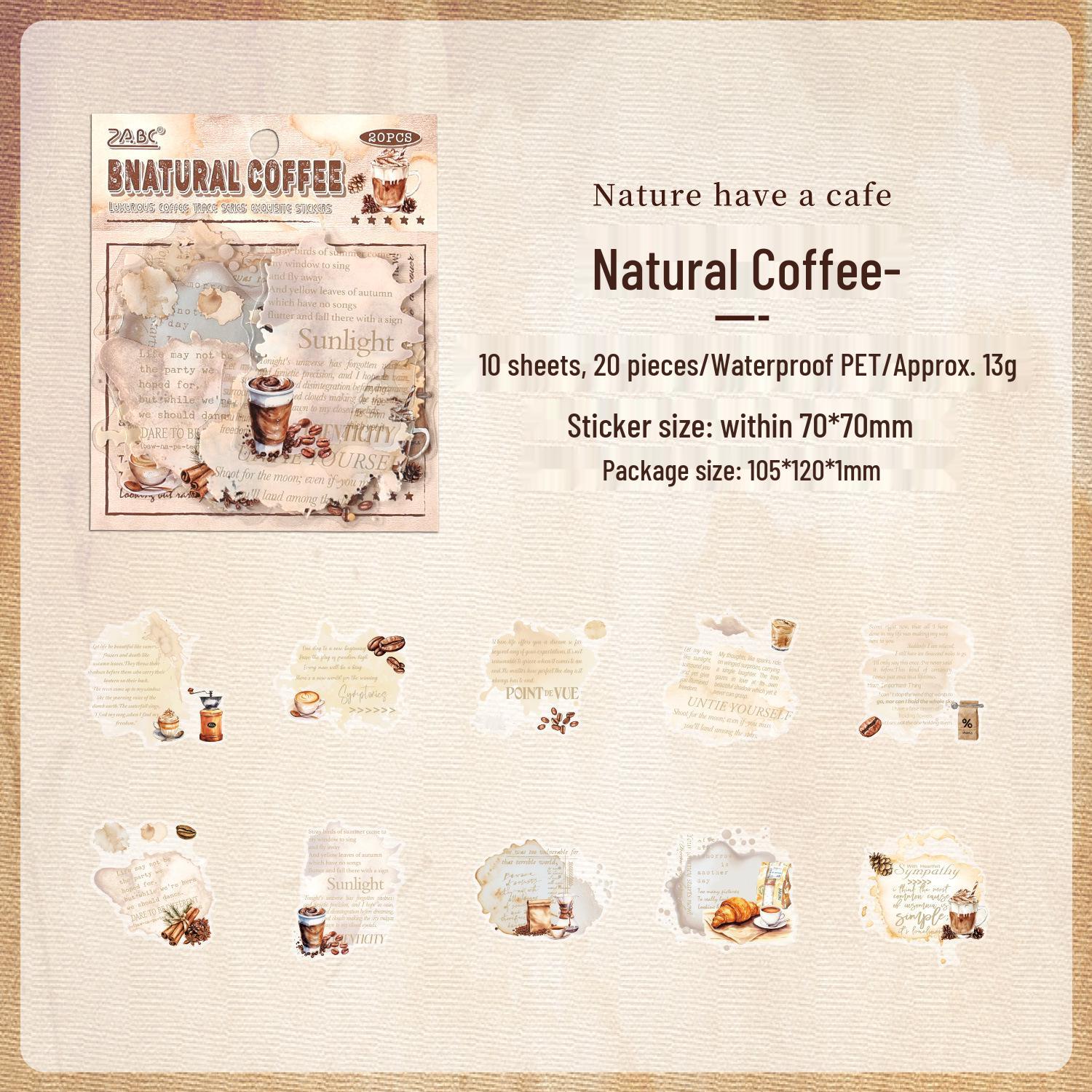 ZABC Cross PET Retro Coffee Stain Themed Journal Stickers