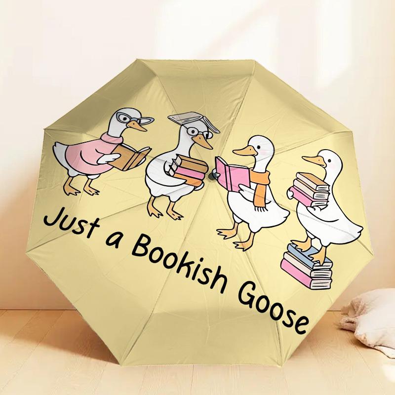

1pc Bookish Goose Pattern Umbrella Design Automatic Opening and Closing Umbrella, High-quality Travel Umbrella, c1128035