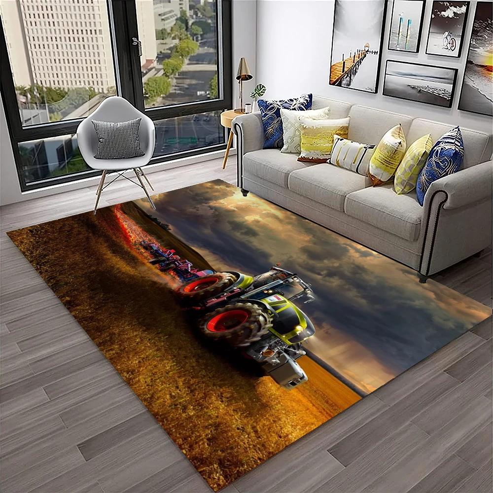 3D Retro Auto Traktor LKW Serie Teppich für Zuhause Wohnzimmer Schlafzimmer Sofa Fußmatte Dekor, Kinderzimmer Teppich Rutschfeste Bodenmatte