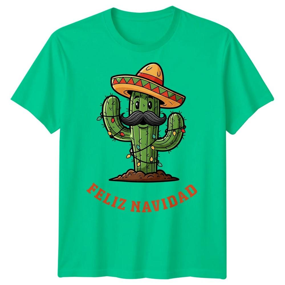 Cactus Feliz Navidad Christmas Holidays Unisexs TShirt Festive Sombrero Tee