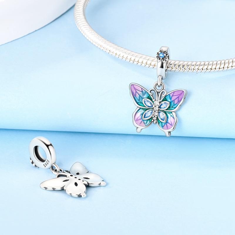 Copper Colorful Dangle Charm Cat Otter Butterfly Pendant Fit Original Bracelet Diy Woman Jewelry Gift