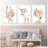 Toile d'art mural pour chambre de bébé, imprimés de fleurs, lapin, peinture sur toile d'animaux de la forêt, affiche nordique de renard et de cerf