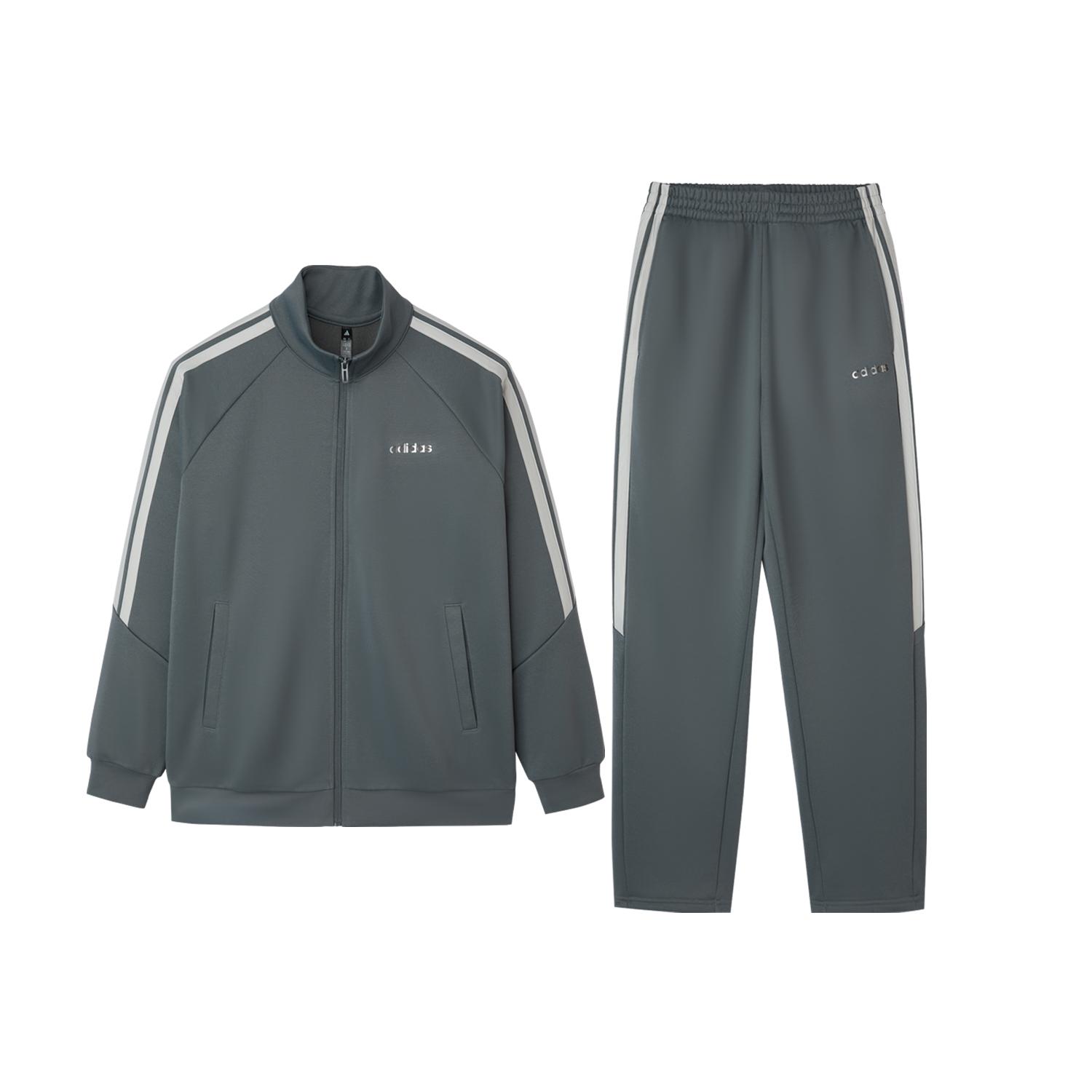 

adidas Теплый Дышащий Ветрозащитный Воротник-стойка Полосатый Простой На молнии Длинный рукав Эластичная талия Длинные брюки Повседневный Спортивный костюм Мужской костюм KG8952 S