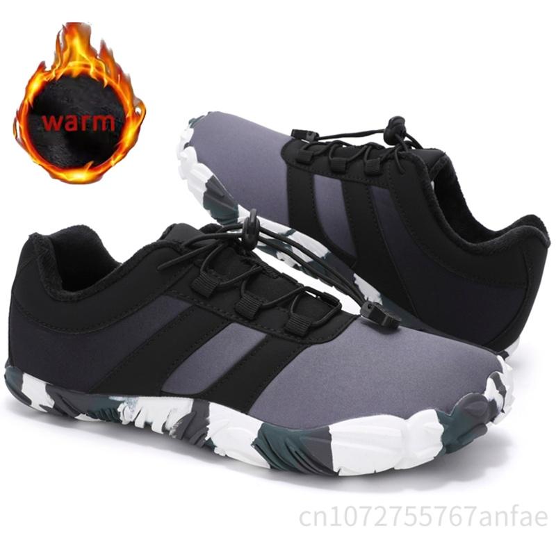 New Outdoor Trekking Cotton Shoes Barefoot Cotton Shoes Waterproof Lightweight Non Slip Five Finger Walking Shoes Thickened Warm