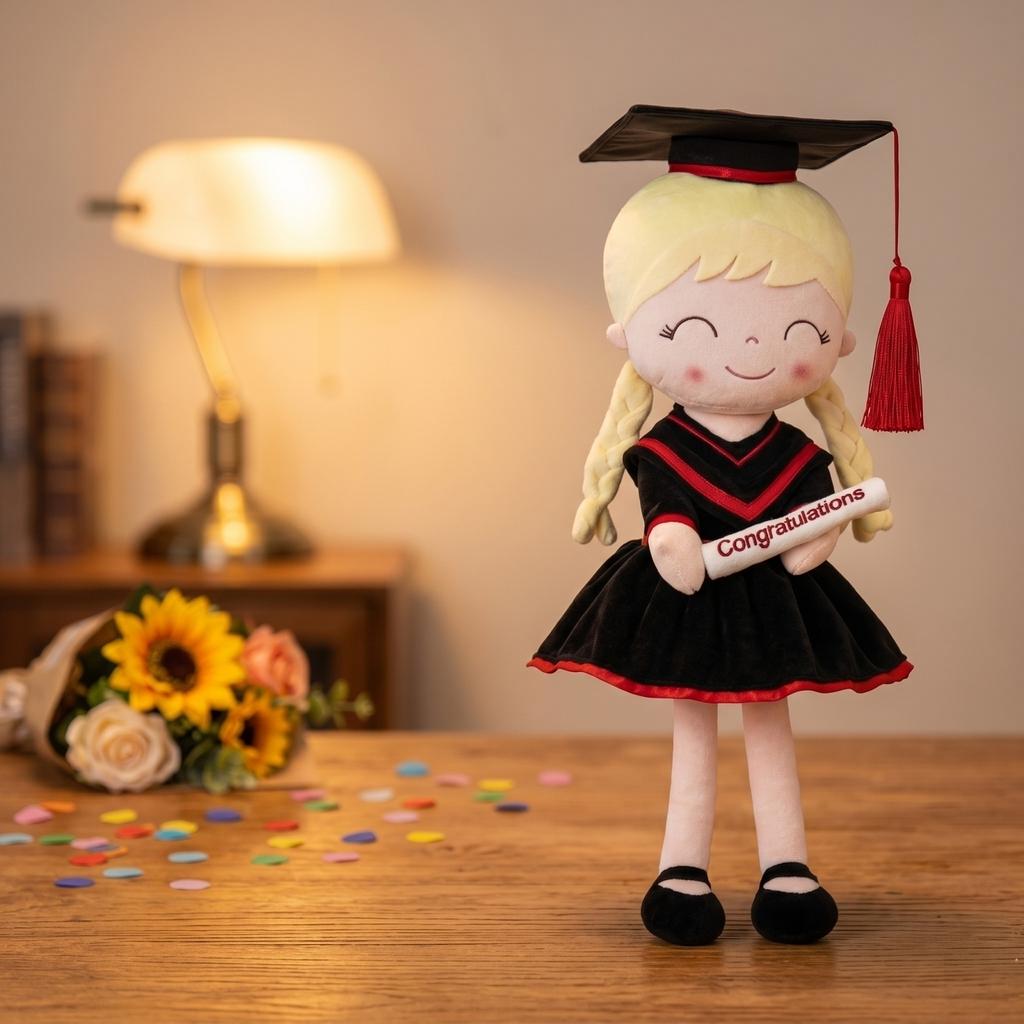Peluche Laurea per Ragazze Ricordo Pietra Miliare Morbido Peluche con Tocco e Toga per la Stagione delle Lauree Regalo Personalizzato