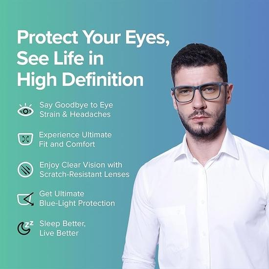 Intellilens | Zero Power Blue Cut Computer Glasses | Anti Glare, Lightweight &  UV Protection Specs | Unisex | Green | Wayfarer | Medium