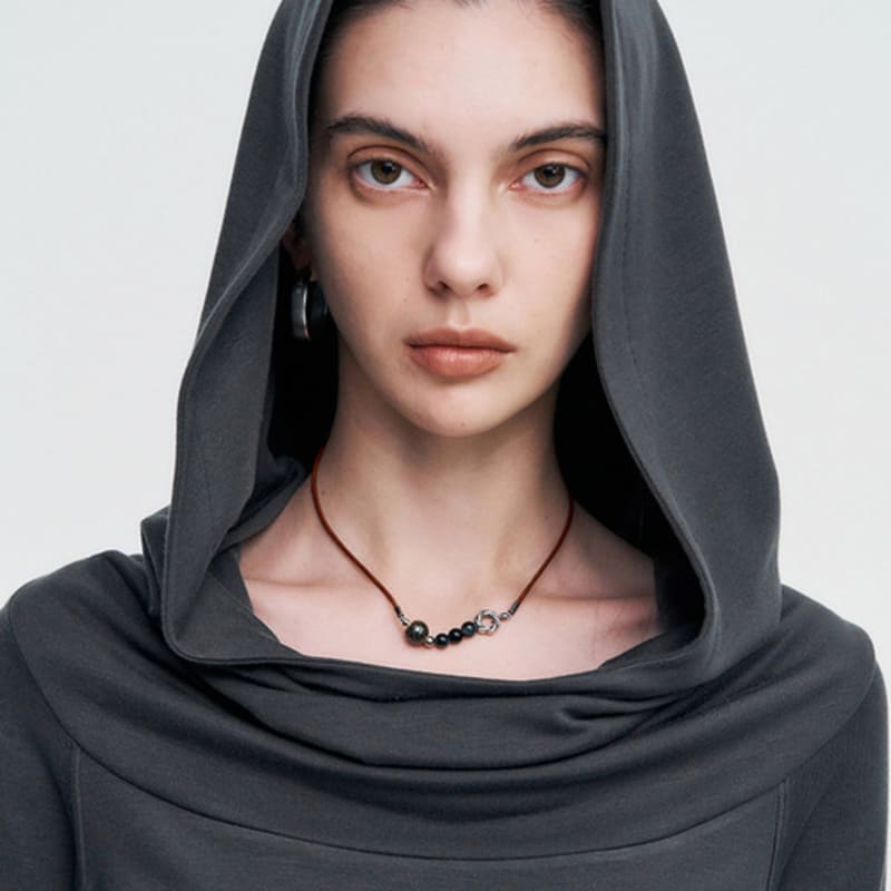 

KIMZISU Stone Combi Necklace - Tigers Eye Loop _ BROWN BROWN_OS