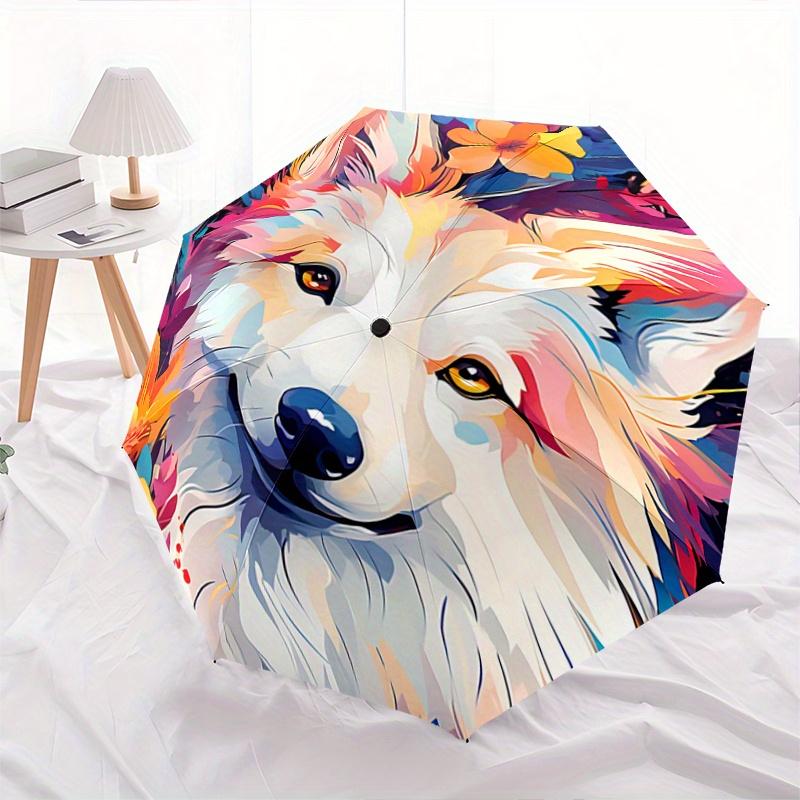 1pc Wolf Animal Design Automatic Opening and Closing Folding - A Good Choice for Gifts, Fashionable and Convenient Umbrella With Cute Cartoon Cha