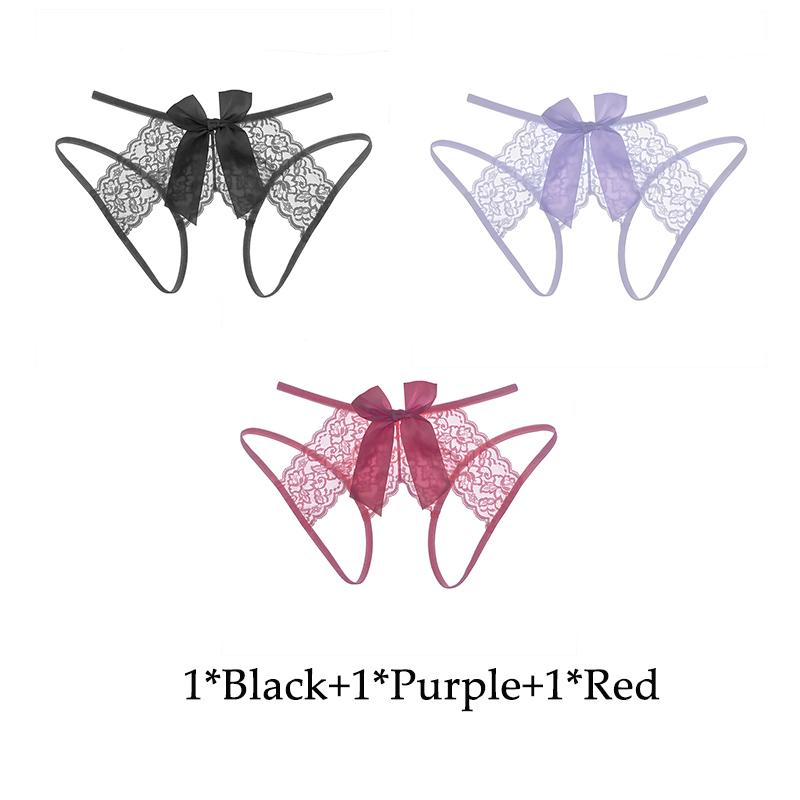 Women's Lace Open Crotch Panties Transparent Crotchless Underwear Sexy Mesh Hollow Out Female Lingerie Erotic Costumes