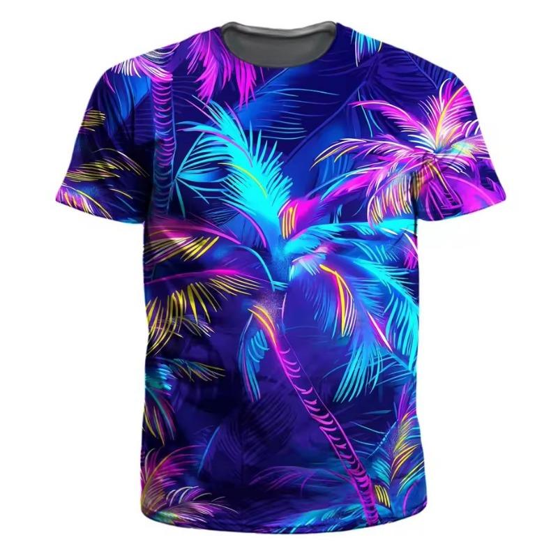 Men's T-Shirts 3D Print Colorful Pattern Round Neck T-Shirts Casual Men Tops Oversized Fashion Tees Clothing