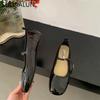 Fashion SUOJIALUN 2024 Spring New Women Flat Shoes Fashion Red Ladies Casual Dress Mary Jane Shoes Soft Sole Round Toe Outdoor Ballerina