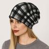 Kontrastfarben Pullover-Mütze Karomuster Multifunktional Lässig Überziehmütze Schal Pullover-Mütze Turbanmützen Herbst und Winter