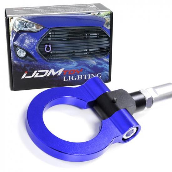 Blue Track Racing Style Front Bumper Tow Hook Kit For 2011-2018 Hyundai Veloster
