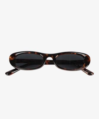 Hangeul Flat Oval Sunglasses Leopard Print