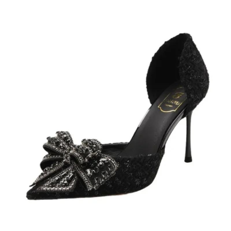 

Роскошные белые свадебные туфли с жемчугом и кристаллами, галстуком-бабочкой, женские весенние брендовые дизайнерские туфли-лодочки на высоком каблуке 2024, женские туфли для вечеринок на тонком каблуке 39