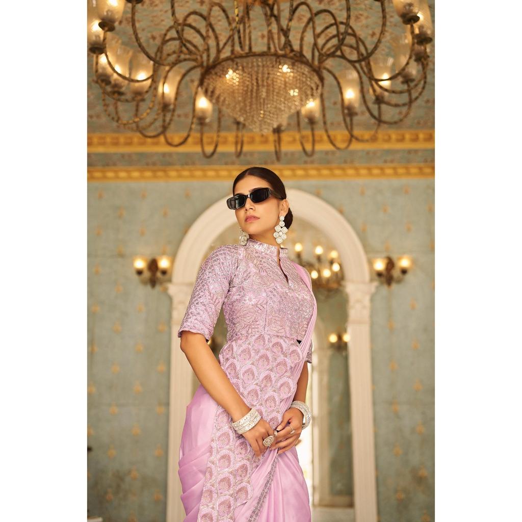 Indischer Bollywood Designer Partykleid Saree Damen Fertig zu tragen Sari Bluse