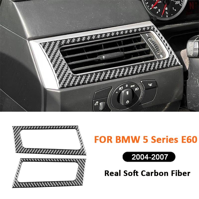 Carbon Fiber Car trument Panel Left Right Air Outlet Trim Frame Interior Decoration Sticker For BMW 5 Series E60 2004-2007