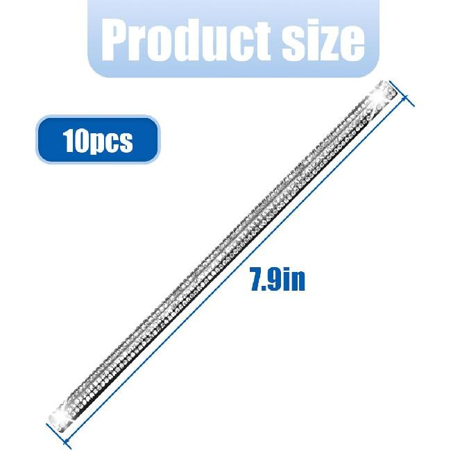 Bling Car Vent Outlet Moulding Trim, 10PCS Rhinestone Vehicle Air Conditioner Decorative Strip, Diamond Straight Seal Strip Line Decoration,