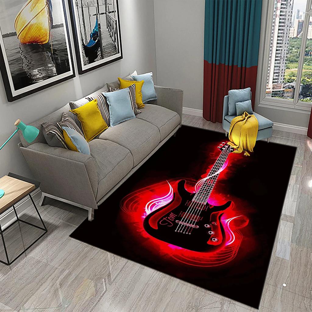 3D Music Carpet Music Instrument Rug for Living Room Bedroom Area Rug Decorative Floor Rugs Carpet Bathroom Non-slip Mat Carpet