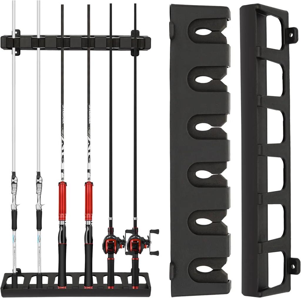 4/2PCS Fishing Rod Holders 6-Rod Rack Vertical Pole Holder Wall Mount Modular Fishing Pole For Garage Wall