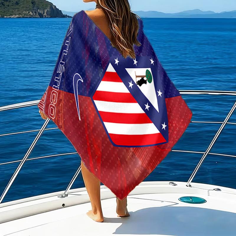 1pc Atletico Madrid Beach Towel, Beach and Seaside Swimming Pool Equipment, Fashion Pattern, Rectangular, Travel Essentials
