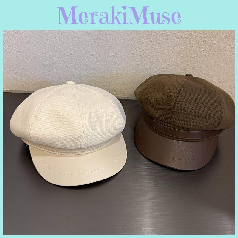 Color Solid Trendy Woolen Hats Curved Brim Autumn Winter Street Cao Fashion