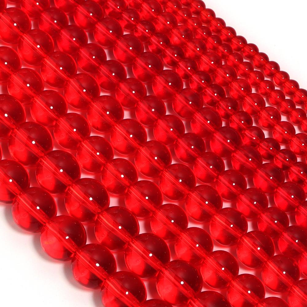 4 6 8 10 12mm Rote Glasperlen Glatte Runde Anhänger Lose Abstandshalter Perlen Für Schmuckherstellung DIY Handgefertigte Armbänder Halsketten Zubehör