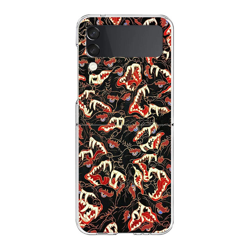 Phone Cover For Samsung Galaxy Z Flip 6 5 4 Case Transparent For Samsung Z Flip 3 Hard PC Foldable Shell The Eye Of Cthulhu Bags