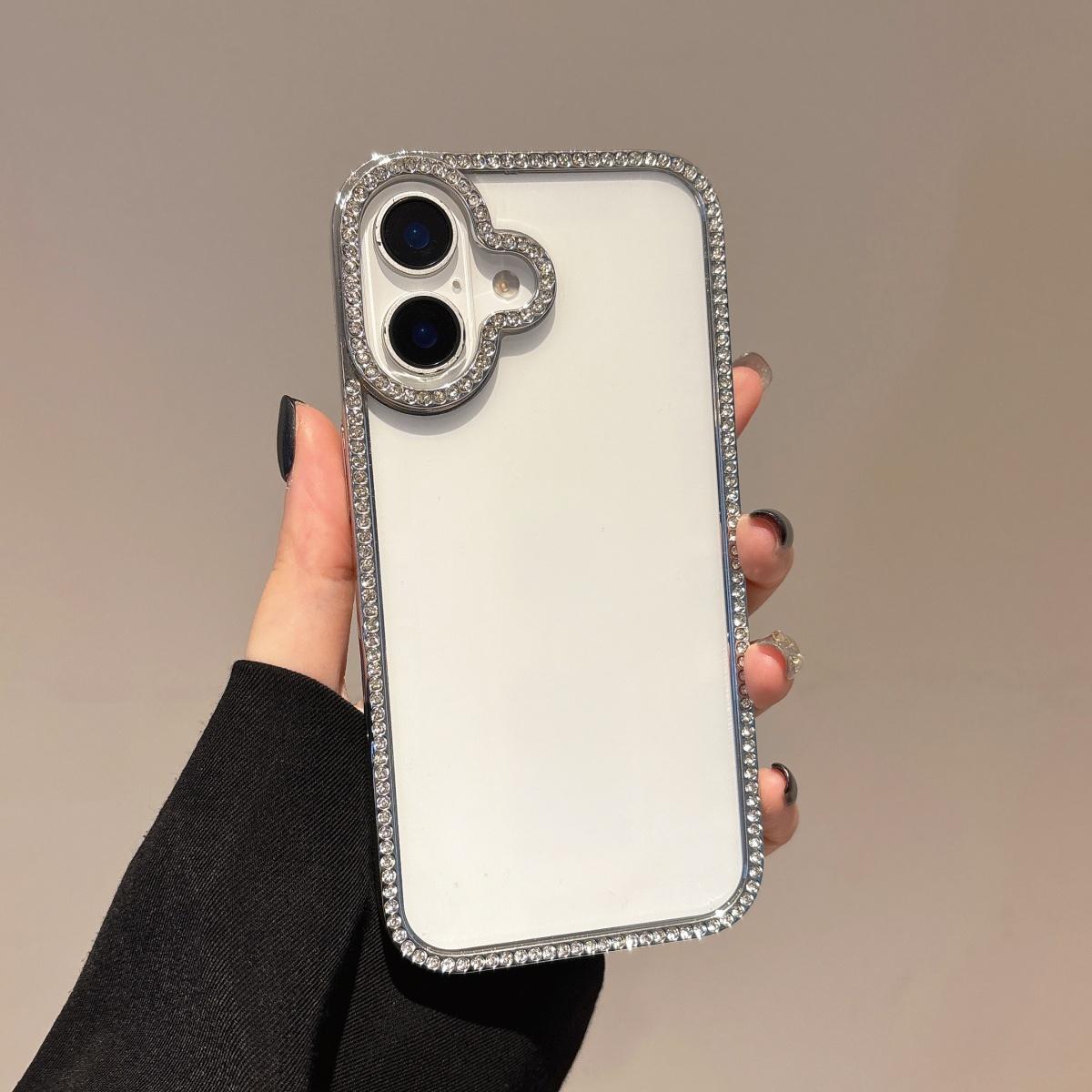 

Покрытие Серебристый Блеск Бриллиант Страз Прозрачный Чехол Для iPhone 16 15 14 13 12 11 Pro Max Plus Роскошная Защита Объектива Бронированный Чехол iPhone 15 чистый