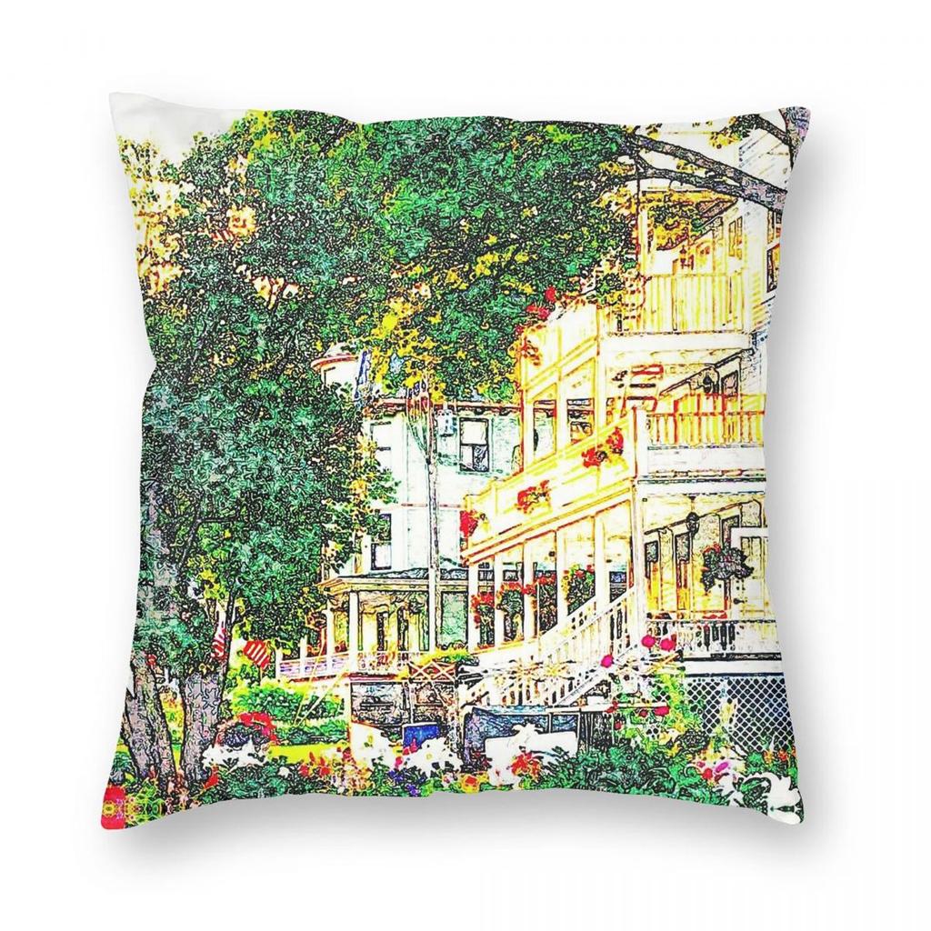 Mackinac Island Michigan Square Pillowcase Polyester Linen Velvet Printed Zip Decor Car Cushion Cover