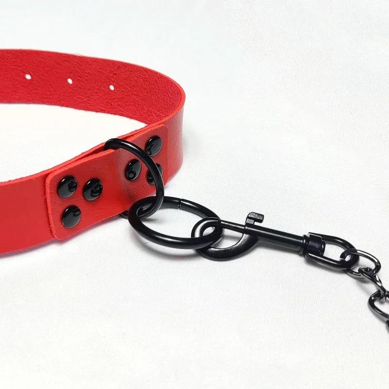 Gothic style leather sex collar SM binding props couple training instruments adult sex products