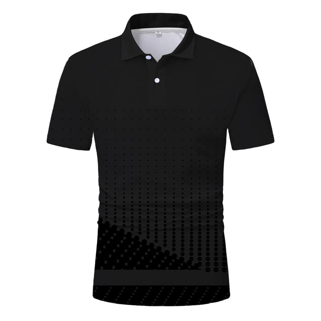Men's Casual Color Printed Loose Short Sleeve T-Shirt Po Lo Shirt