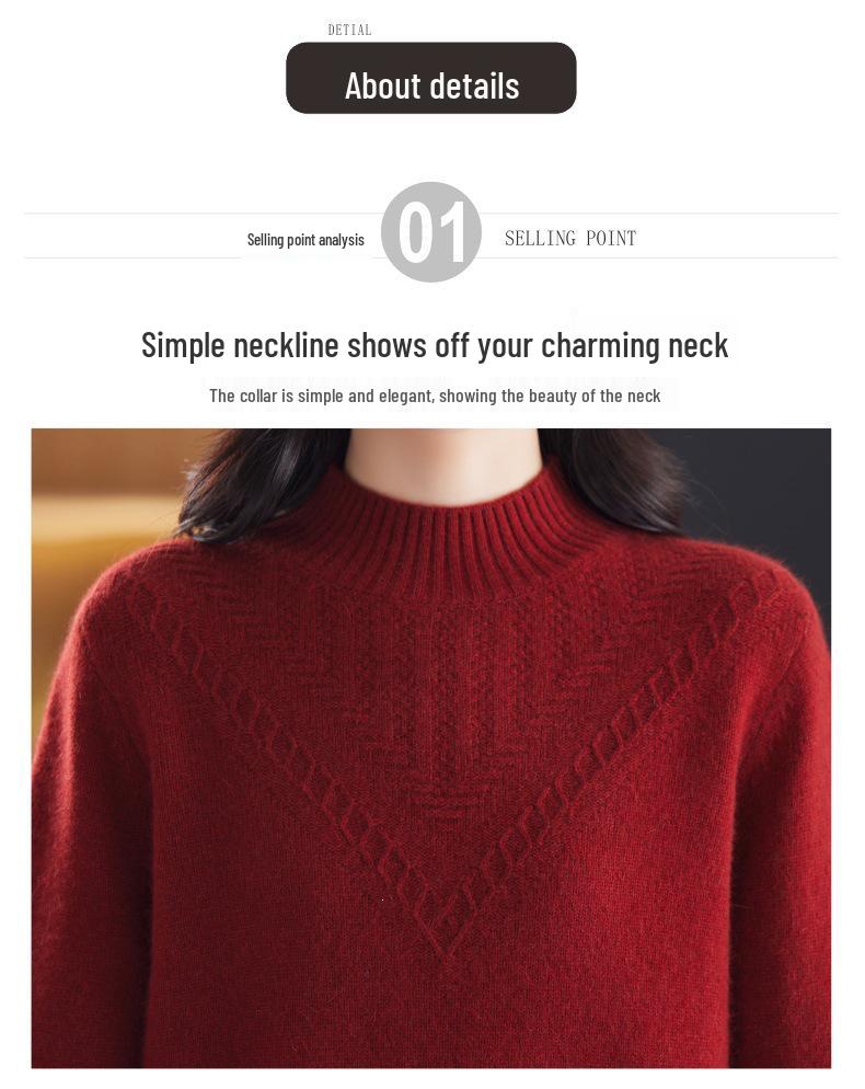 Women's 2025 Autumn/Winter Soft Knit Half-High Collar Pullover Sweater, Loose Fit and Warm.