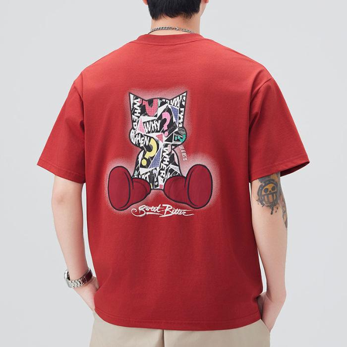 

Мужская новая летняя свободная футболка с круглым вырезом и короткими рукавами, тонкая футболка с принтом 4XL красный