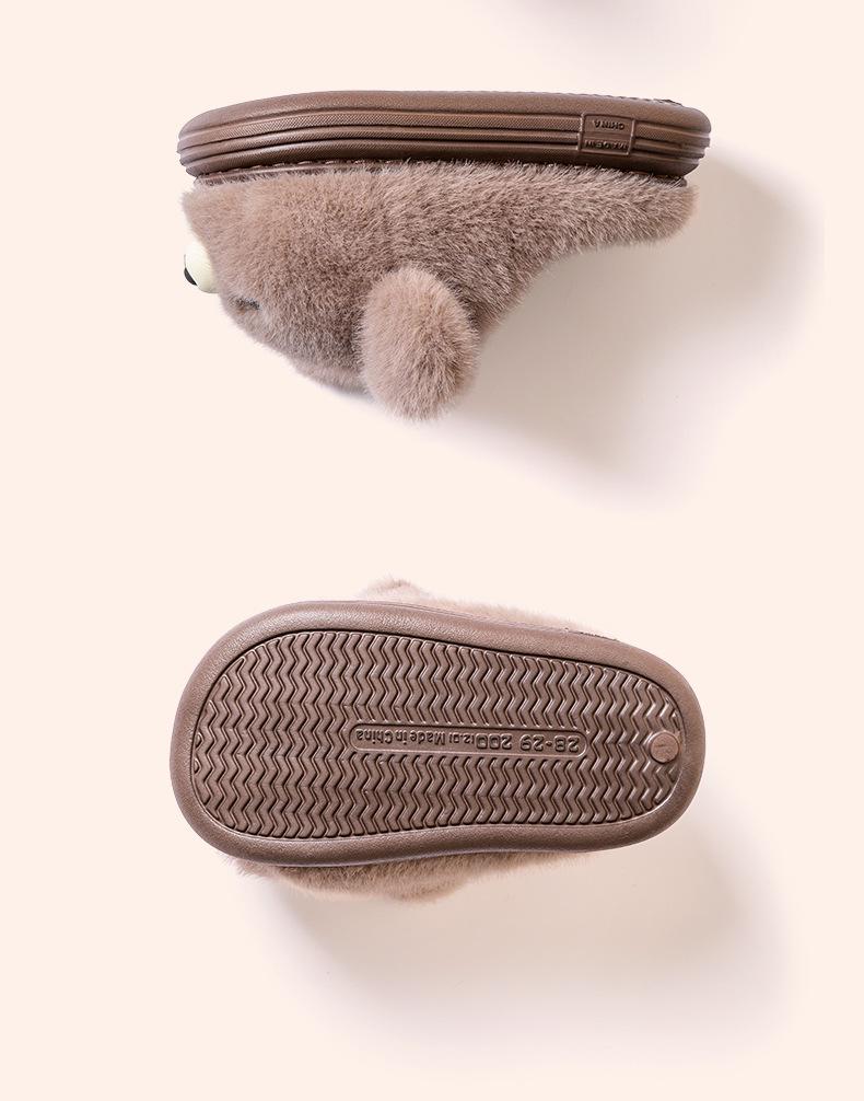 Dětské zimní bavlněné pantofle: Měkké, protiskluzové, plyšové domácí boty pro chlapce a dívky