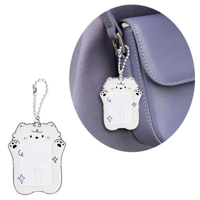 Cartoon Photocard Holder 1Inch Kpop Photo Card Holder with Keychain Id Cards Holder Pendant Keychain Student Card Sleeve
