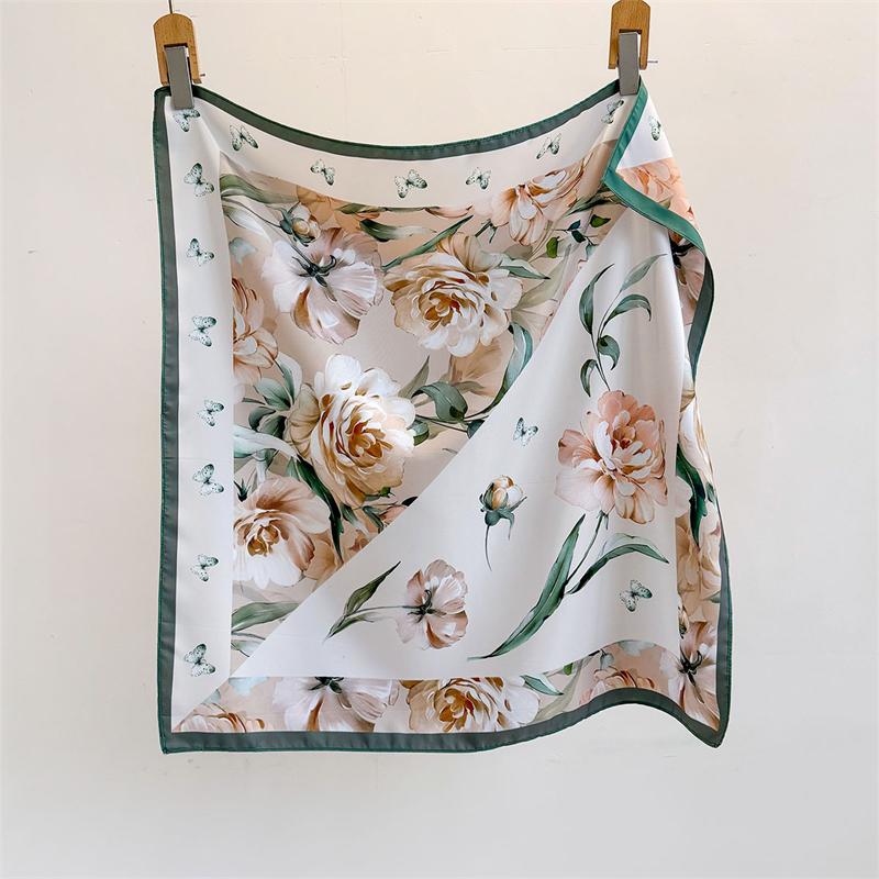 Luxury Brand Square Scarf Design Double Side Shawl Wrap 70cm Print Twill Silk Women Hijab Female Foulard Headband Bandana