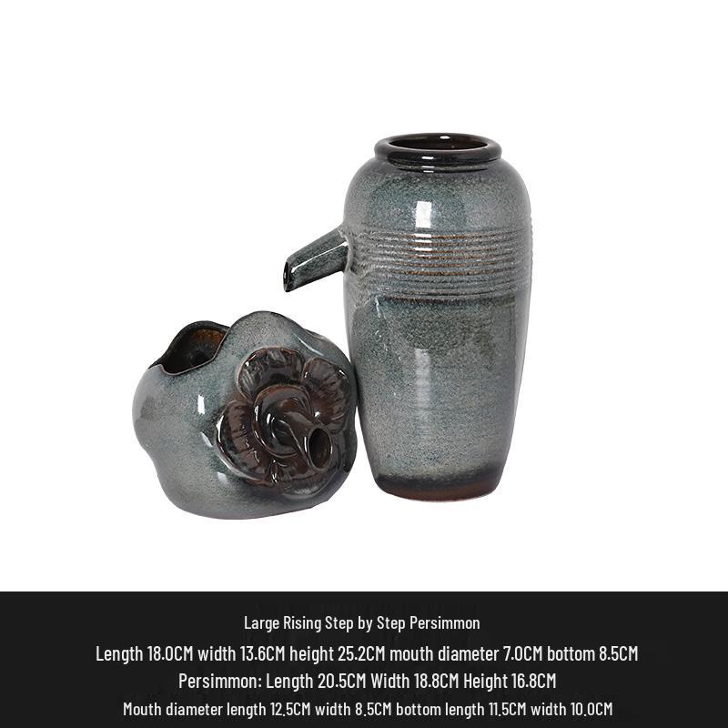 Kiln-Fired Ceramic Water Jar with Filtration, Circulation, and Ornamental Flow for Fish Tanks