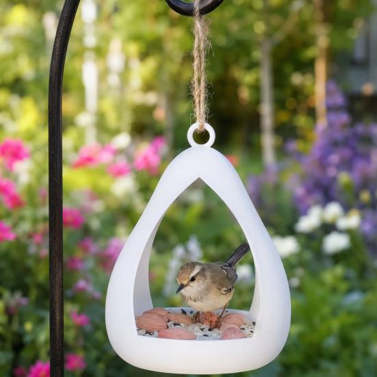 Außen hängender Vogelfutterspender, Tropfenform Kunststoff-Vogelfutterspender, Wetterfeste Vogel-Futterstation für Außenbereich, Garten, Terrasse, Balkon