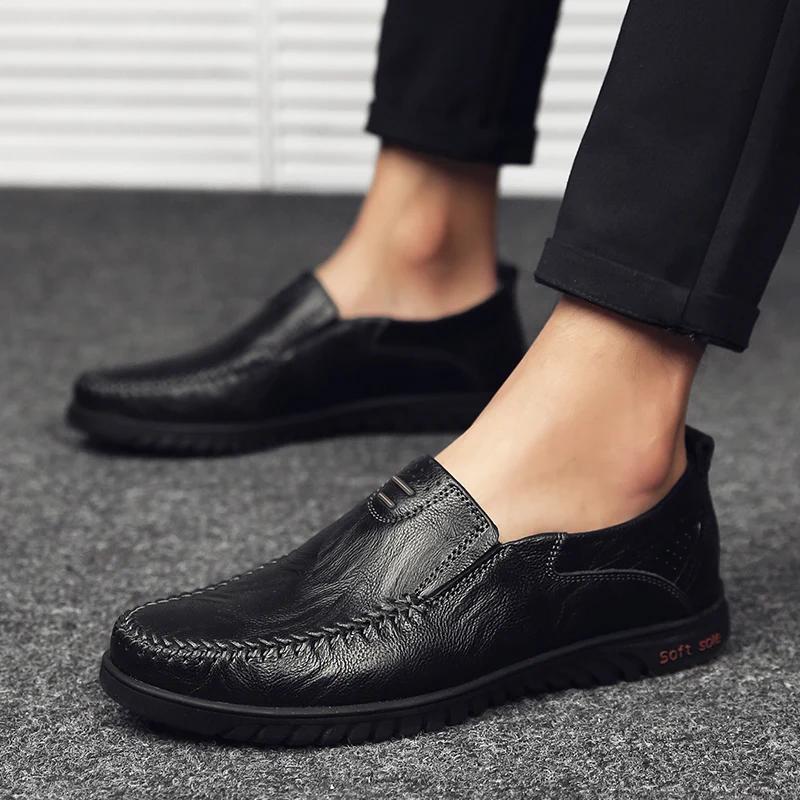 Genuine Leather Formal Lofers For Men Luxury Brand 2024 Slip On Casual Moccasins Italian Male Driving Shoes Chaussure Homme 47