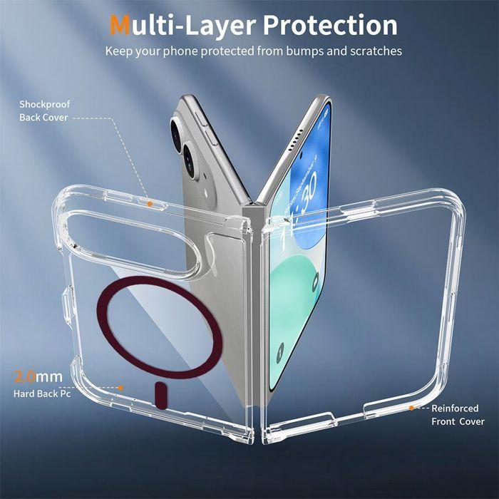 Coque pour iPhone Duo, Antichoc Anti-Rayures Transparent avec Anneau Magnétique Bordeaux