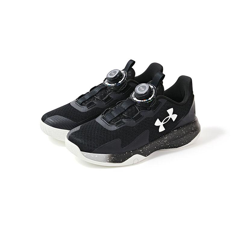Under Armour Fabric Mesh Leather Boa Rotating Buckle Comfortable Versatile Kids Running Shoes Unisex Running Shoes Black 2431220
