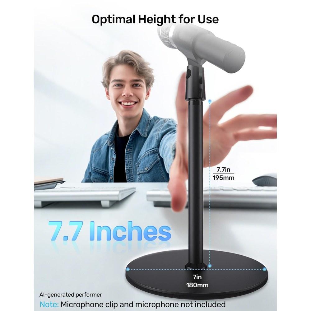 Etour 7.75-inch Desktop Microphone Stand Multi-Microphone Holder Stand with Weight Base