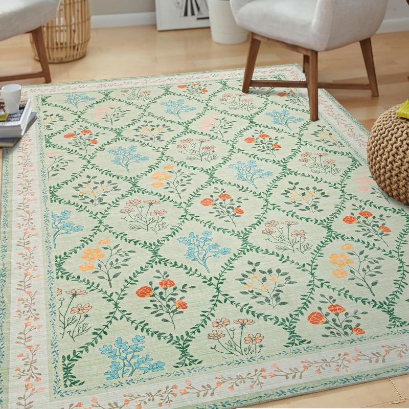Rugs For Bedroom Pink Flowers Living Room Carpet Non-Slip Machine Washable Large Rug Home Decorative Sofa Coffeetable Floor Mat