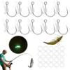 10Pcs Perforated Design Luminous Live Shrimp Fishing Hooks Sea Bass Carbon Steel Hook  Grouper