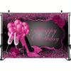 Hot Pink Female Birthday Background Pink Heels Champagne Balloons Rose Birthday Party Decorations
